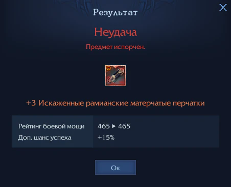 Неудача. Предмет испорчен